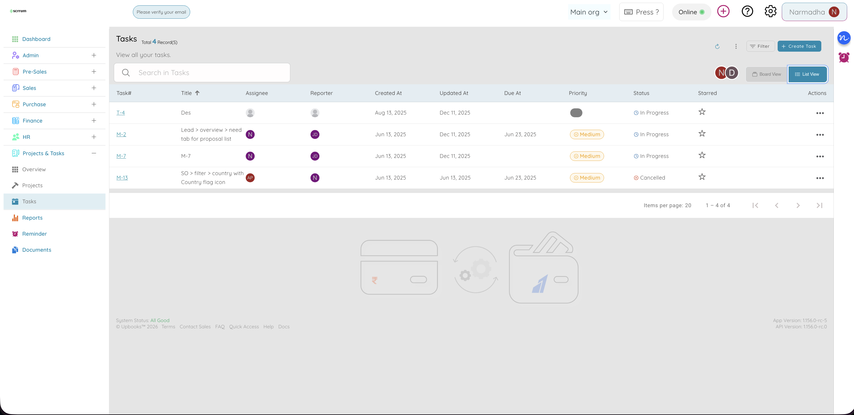 Task List - Manage tasks in detailed list view